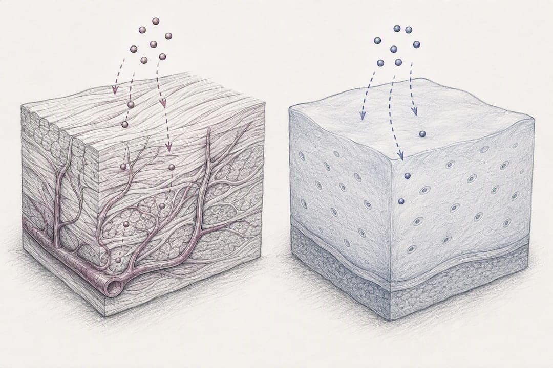 Illustration comparing tendon and cartilage delivery