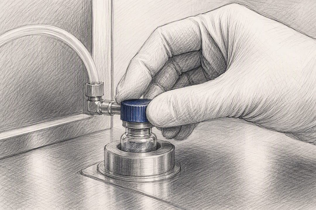 Anonymous vial in inert gas packaging setup