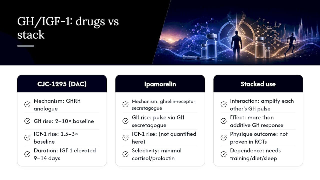 Why does GH and IGF-1 rise while physique evidence stays thin? — overview diagram