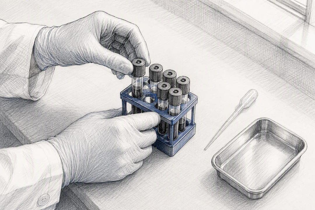 Blood sample tubes prepared for safety labs