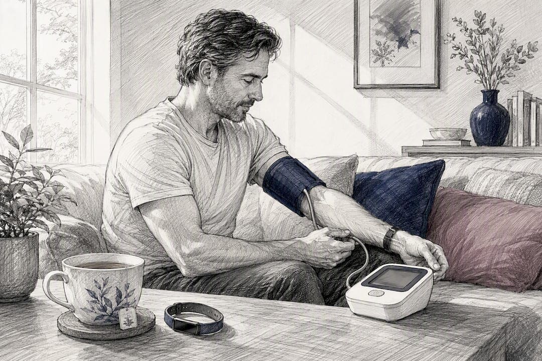 Person measuring blood pressure