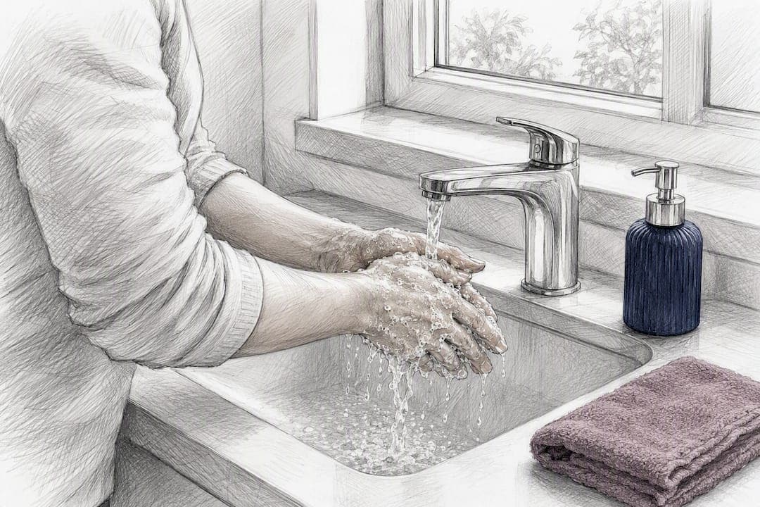 Hands washing before injection preparation