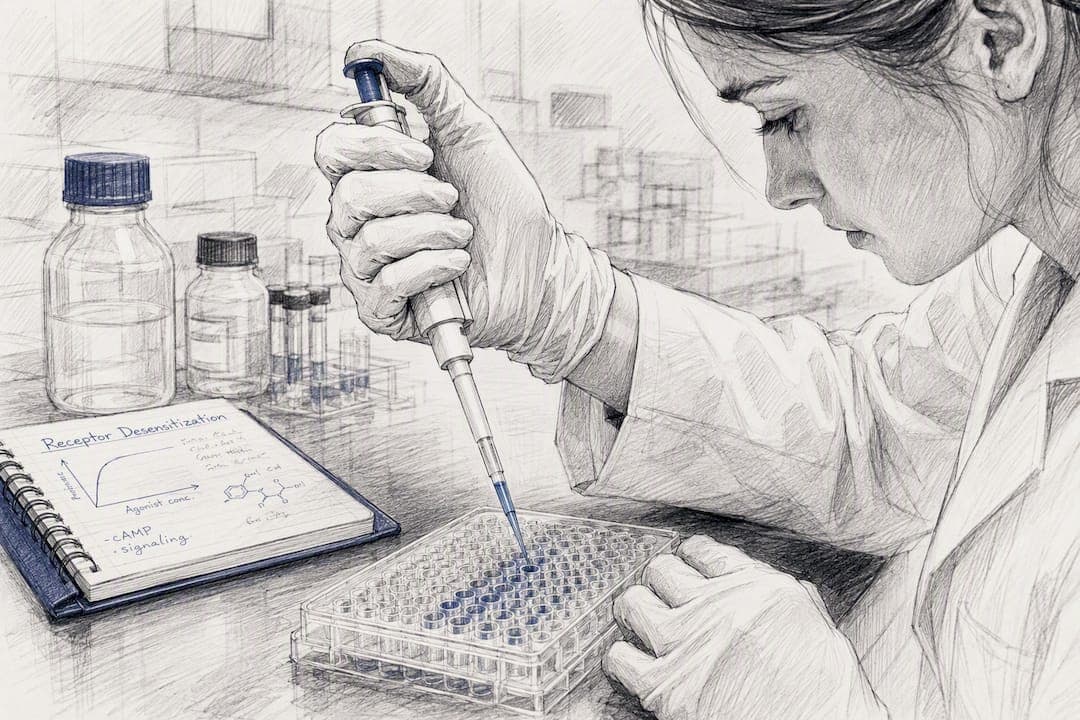 Lab technician pipetting peptide assay