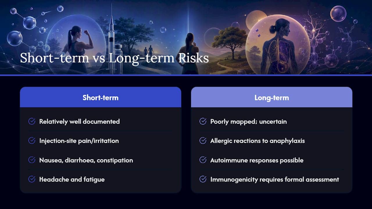 Known short-term side effects, and the long-term risks nobody's fully mapped — overview diagram